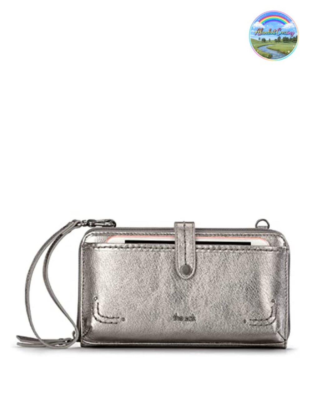 Smartphone Crossbody Bag in Artisanal Leather with Crochet Trim